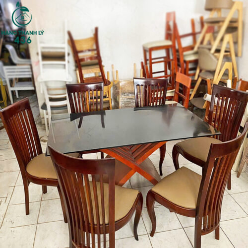 Bộ Bàn Ăn 6 Ghế Gỗ Gõ Đỏ Bền Đẹp Cũ 3 ban ghe cafe cu 48