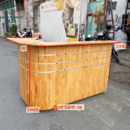 Quầy Pha Chế 1M8 Gỗ Tự Nhiên Đẹp Cũ 4 quay cu 4