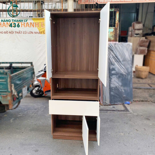 Tủ Gỗ Đứng 2M1 Cũ Màu Nâu Cánh Trắng Đẹp 3 tu dung do cu 9