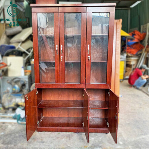 Tủ Hồ Sơ 3 Cánh Cũ Kính Màu Nâu Sang Trọng 3 tu ho so cu 11