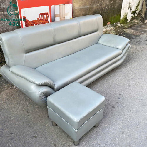 Bộ Sofa Bọc Da Màu Xám Hiện Đại Cũ 3 ban ghe sofa cu 7