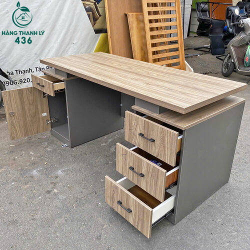 Bàn Làm Việc Giám Đốc 1M65 Màu Xám Kem Cũ 3 ban ghe van phong cu 24