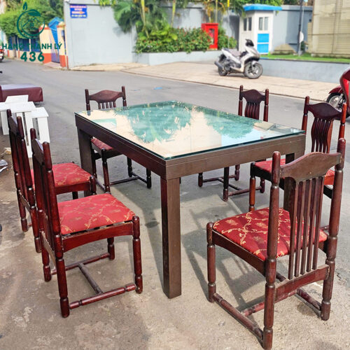 Bộ Bàn Ăn Mặt Kính 6 Ghế Truyền Thống Cũ 3 bo ban an cu 14