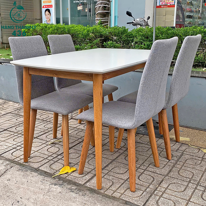 bo-ban-an-cu-8 Bộ Bàn Ăn 4 Ghế Nệm Xám Hiện Đại Cũ