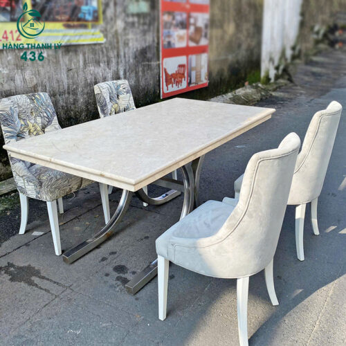 Bộ Bàn Ăn Mặt Đá Cao Cấp Cũ Giá Tốt 4 bo ban an cu 9