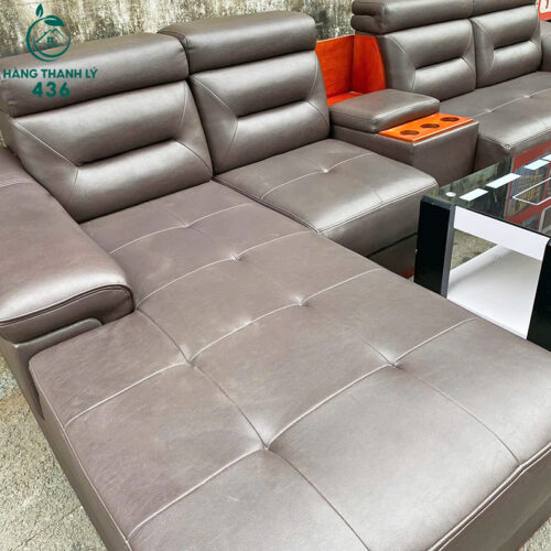 Bộ Sofa Da Màu Nâu Sang Trọng Cũ 3 bo sofa cu 1