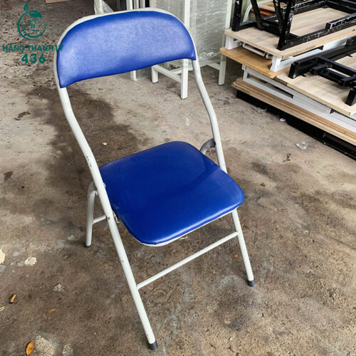 Ghế Xếp Chân Sắt Đệm Xanh Dương Cũ 4 ghe xep chan sat dem xanh duong cu 1
