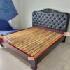 Giường Gỗ 1M8x2M Ốp Nệm Nâu Sang Trọng Cũ 2 giuong cu 2