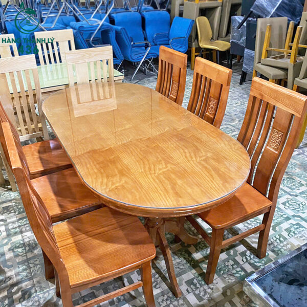 thanh ly bo ban an oval go tu nhien cao cap moi 99 3