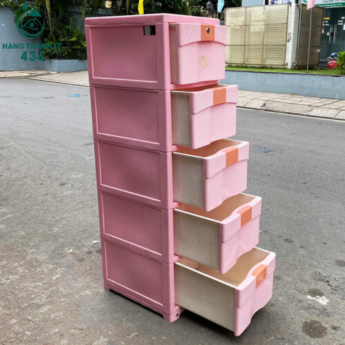 Tủ Nhựa 5 Tầng Màu Hồng Cũ Giá Rẻ 3 tu nhua cu 2