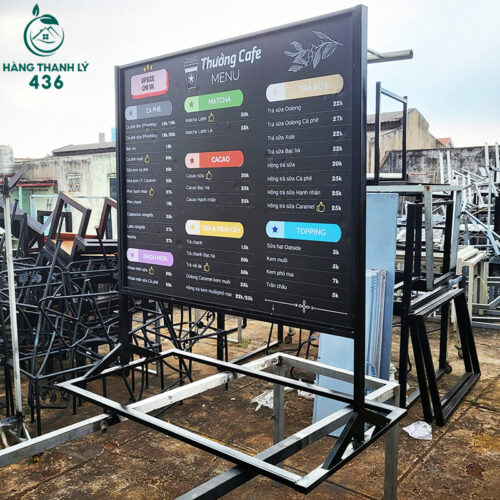 Bảng Menu Cafe Khung Sắt Đen Đẹp Cũ 3 ban cafe cu 6