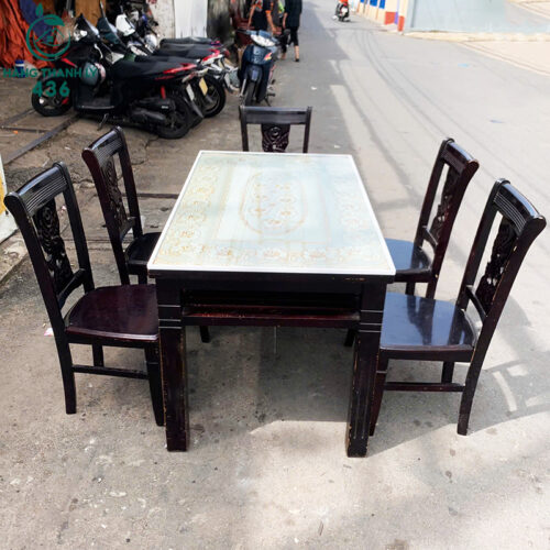 Bộ Bàn Ăn 5 Ghế Gỗ Tự Nhiên Truyền Thống Cũ 4 ban ghe an cu 1