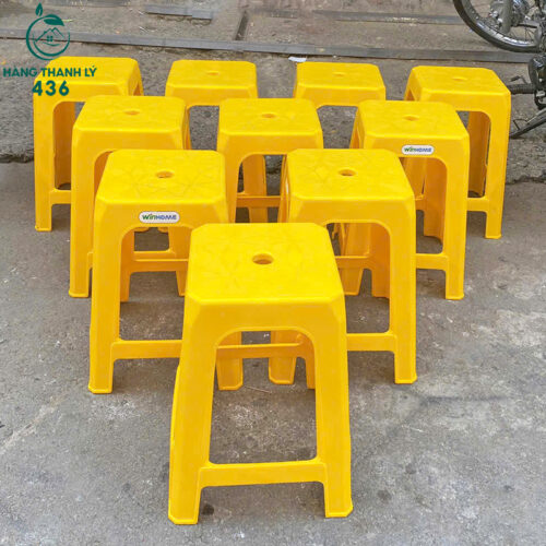 Ghế Đẩu Nhựa Màu Vàng Nổi Bật Cũ Giá Rẻ 4 ghe an 1