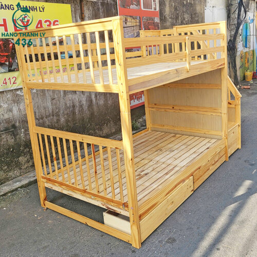 Giường 2 Tầng Gỗ Tự Nhiên Cũ Giá Rẻ 3 giuong cu 13