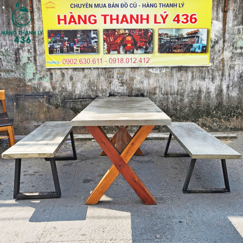 Bàn Ăn Gỗ Chân Chữ X Cũ Giá Rẻ 4 ban ghe cafe cu 27