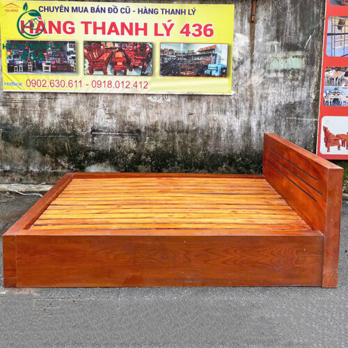 Giường Gỗ Tự Nhiên 1M4x2M Màu Nâu Cũ Giá Rẻ 3 giuong cu 38