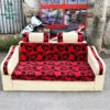 Băng Sofa Đỏ Hoa Văn Phối Kem Cũ Giá Rẻ 1 sofa cu 6