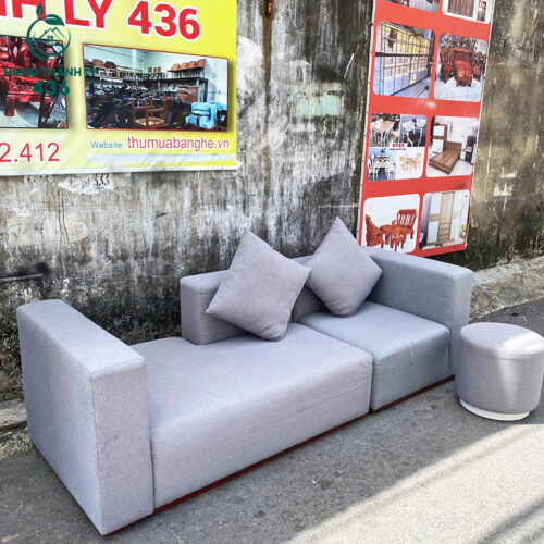 Băng Sofa Kèm Đôn Màu Xám Đẹp Cũ Giá Rẻ 3 sofa cu 8