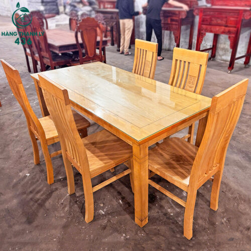Bộ Bàn Ăn Gỗ Sồi 5 Ghế Hiện Đại Mới 99% 4 bo ban an thanh ly 2