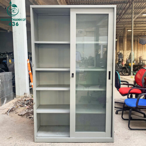 Tủ Hồ Sơ Sắt Cũ 2 Cánh Kính Lùa 1M2x2M Giá Rẻ 3 ke tu ho so cu 74