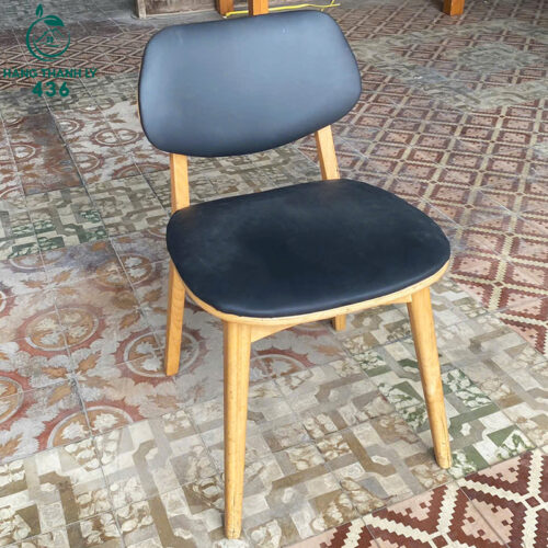 Ghế Gỗ Cafe Cũ Mặt Nệm Bọc Da 3 ghe van phong cu 46