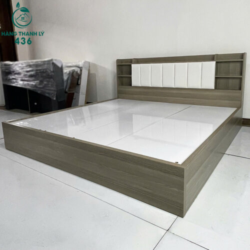 Giường Gỗ 2M Màu Xám Tích Hợp Ngăn Mới 99% 4 giuong thanh ly 7