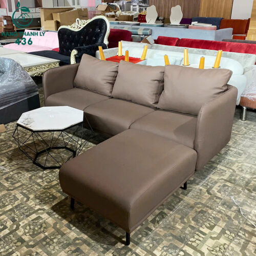 thanh ly sofa boc da mau nau sang trong moi 99 5