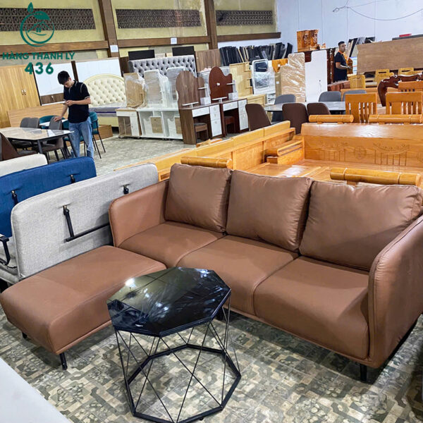 thanh ly sofa boc da mau nau sang trong moi 99 8