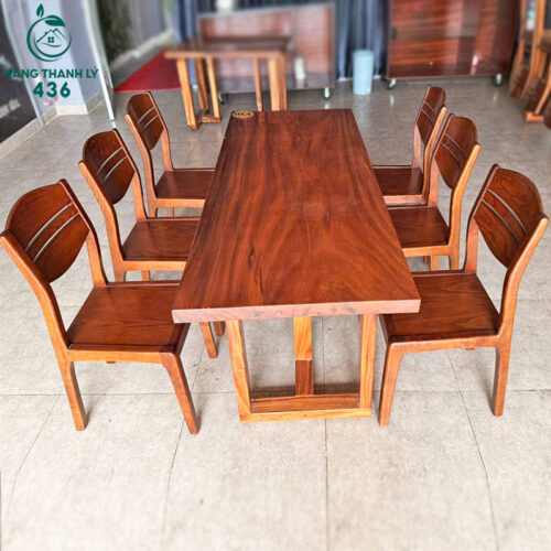 Bộ Bàn Ăn 6 Ghế Cũ Gỗ Me Tây Cao Cấp 4 ban ghe quan an cu 2