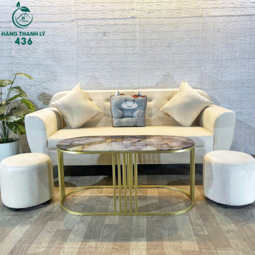 Bộ Sofa Bọc Nhung Màu Xám Hiện Đại Mới 99% (Nhiều Mẫu) 7 ban ghe sofa thanh ly 5 1