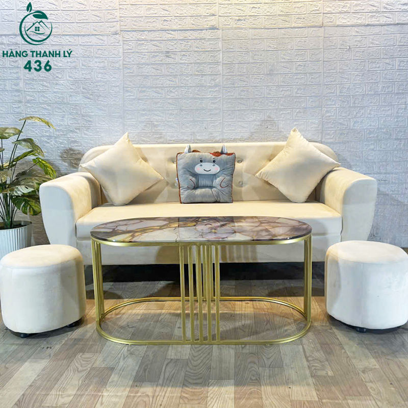 Bộ Sofa Bọc Nhung Màu Xám Hiện Đại Mới 99% (Nhiều Mẫu) 12 ban ghe sofa thanh ly 5 1
