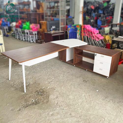 Bàn Giám Đốc Chữ L Chân Sắt Cũ Kèm Tủ Phụ 3 ban lam viec cu 221