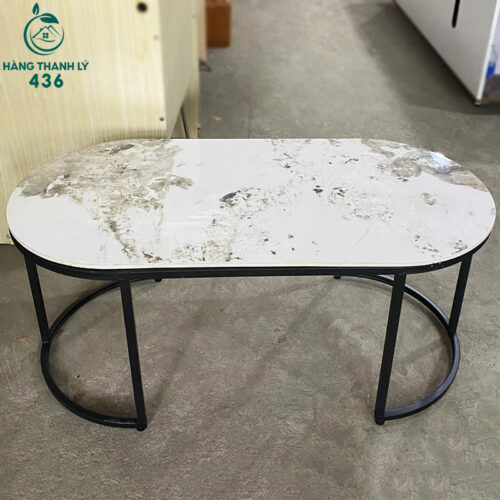 Bàn Sofa Mặt Đá Trắng Oval Sang Trọng Mới 99% 3 ban sofa cu 13