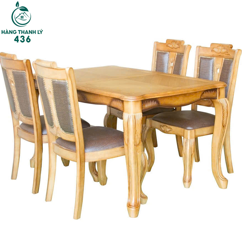 Bộ Bàn Ghế Gỗ Phong Cách Châu Âu Mới 99% bo-ban-an-1 Bộ Bàn Ghế Gỗ Phong Cách Châu Âu Mới 99%
