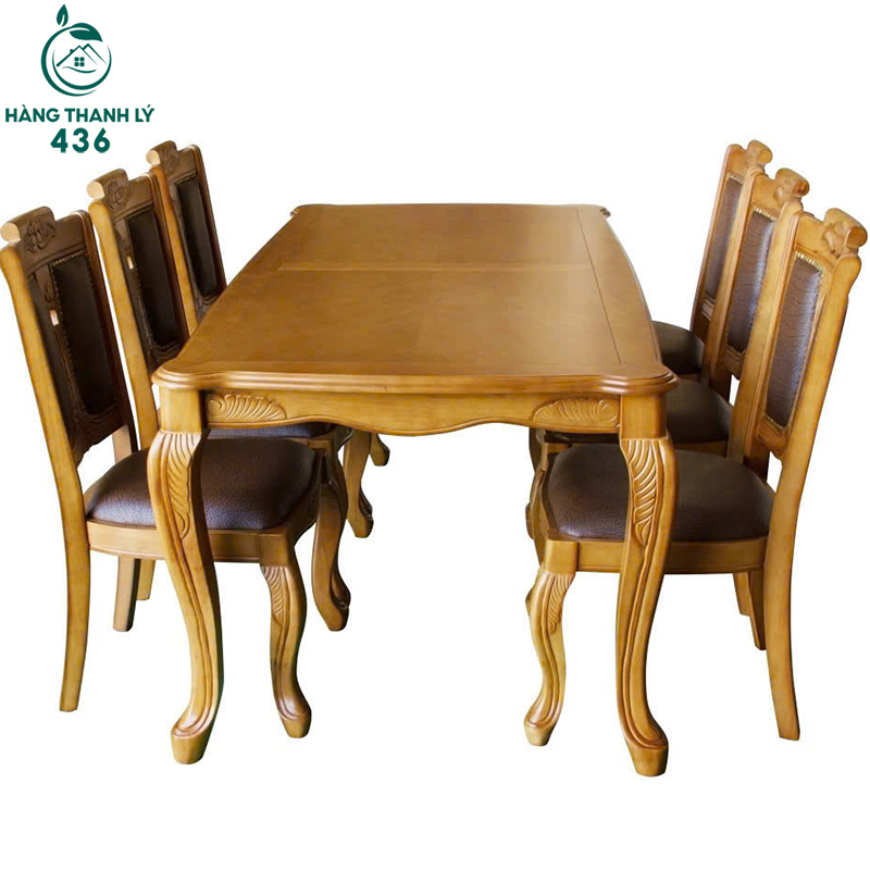 Bộ Bàn Ghế Gỗ Phong Cách Châu Âu Mới 99% bo-ban-an-2 Bộ Bàn Ghế Gỗ Phong Cách Châu Âu Mới 99%