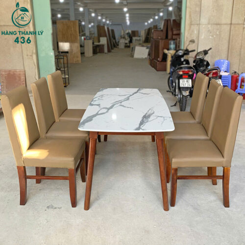 Bộ Bàn Ăn Cũ 6 Ghế Bọc Da Xịn Giá Rẻ (Nhiều Mẫu) 5 bo ban an cu 19