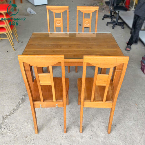 Bộ Bàn Ăn Gỗ Sồi Bền Đẹp 4 Ghế Cũ 4 bo ban an cu 24