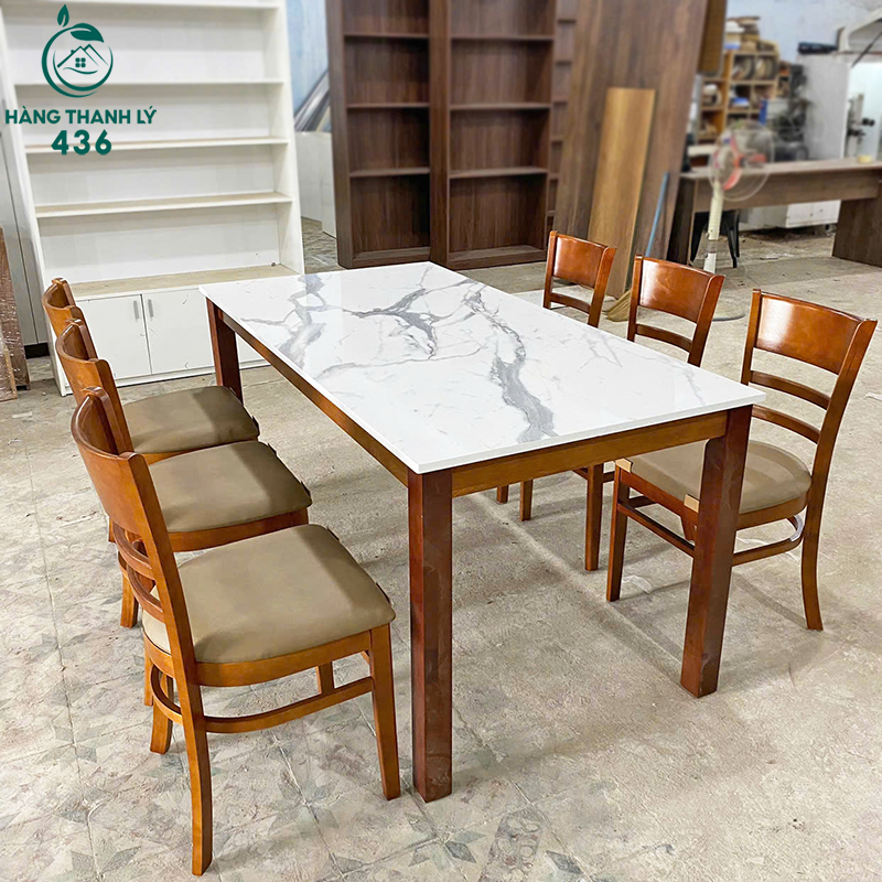 bo-ban-an-thanh-ly-1 Bộ Bàn Ăn 6 Ghế Cabin Hiện Đại Mới 99% (Nhiều Màu)