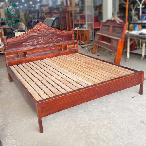 Thanh Lý Giường Gỗ 1M6x2M Chạm Hoa Văn Tinh Xảo Mới 99% 4 giuong cu 78