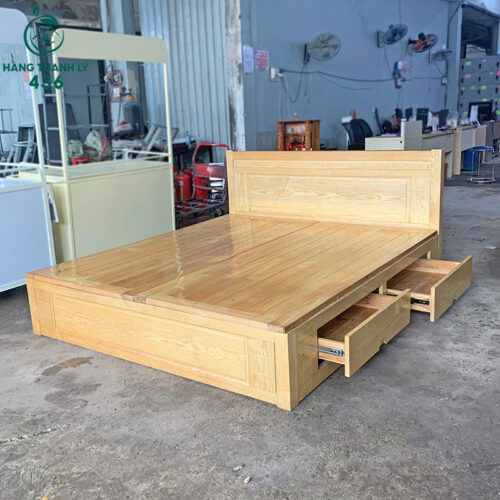 Giường Gỗ Sồi 1M8x2M Cũ Có Hộc Sang Đẹp 3 giuong cu 83