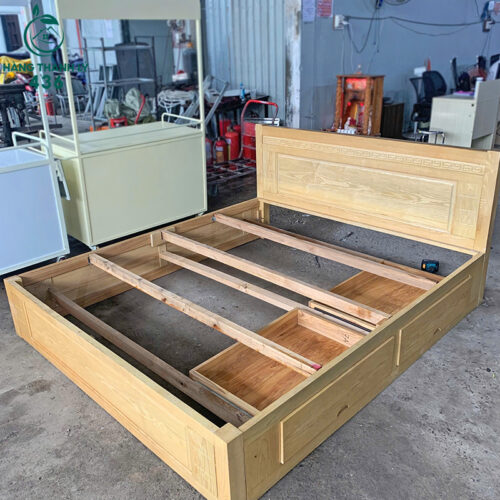 Giường Gỗ Sồi 1M8x2M Cũ Có Hộc Sang Đẹp 4 giuong cu 85