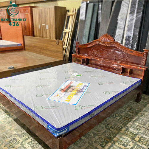 Thanh Lý Giường Gỗ 1M6x2M Chạm Hoa Văn Tinh Xảo Mới 99% 6 giuong go 1m6x2m cu cham hoa van tinh xao 5