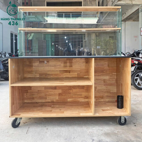 Quầy Tủ Bán Đồ Ăn Cũ Có Kệ Kính 2 Tầng 3 quay cu 29