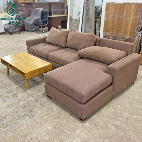 Bộ Sofa Góc L Cũ Màu Nâu Hiện Đại 3 sofa cu 122