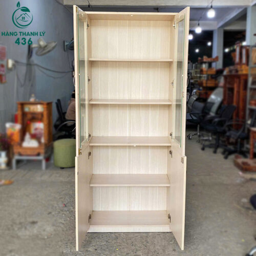 Tủ Hồ Sơ Gỗ Cũ 80CMx2M Màu Sáng Đẹp 4 tu ho so cu 63