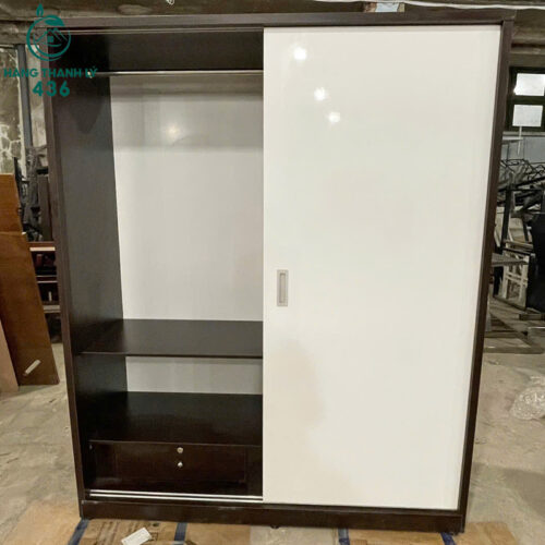 Tủ Áo Cửa Lùa 1M6 Cũ Màu Nâu Trắng Hiện Đại 4 tu quan ao 5