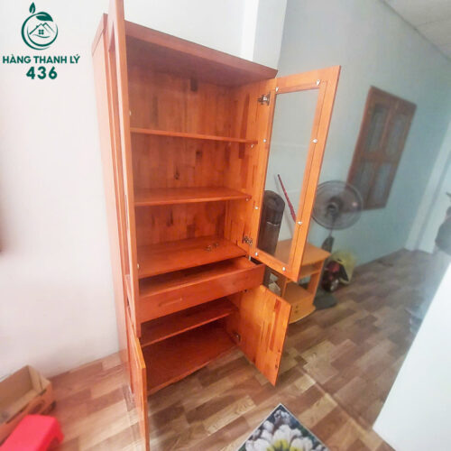Tủ Gỗ Cũ Kết Hợp Cánh Kính Trưng Bày 3 tu trung bay cu 15