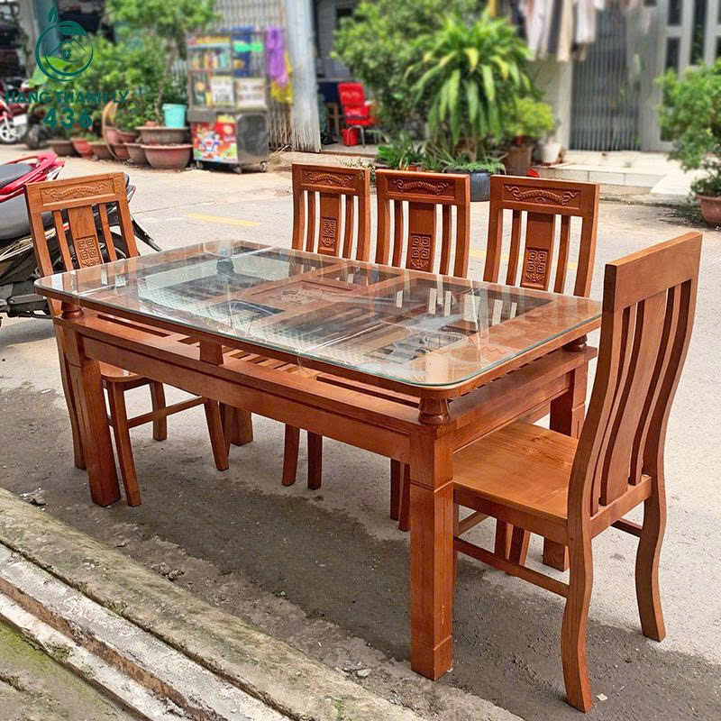 Bàn Ăn Cũ Gỗ Tự Nhiên 5 Ghế Kiểu Dáng Hiện Đại bo-ban-an-cu Bàn Ăn Cũ Gỗ Tự Nhiên 5 Ghế Kiểu Dáng Hiện Đại