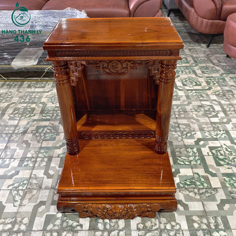 Thanh Lý Bàn Thờ Ông Địa Vân Gỗ Nâu 50CM Mới 99% (Nhiều Mẫu) 5 kt50x50x70 sl1 gia1400k 2 copy
