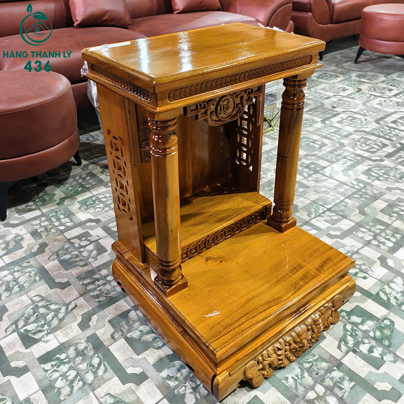 Thanh Lý Bàn Thờ Ông Địa Vân Gỗ Nâu 50CM Mới 99% (Nhiều Mẫu) 6 kt50x50x70 sl1 gia1400k 3 copy